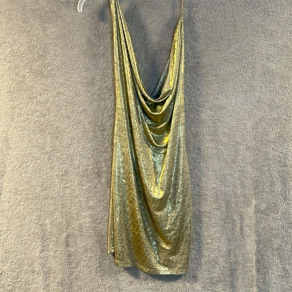 Gold dress with back out & side slits